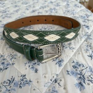 Brighton Green and White patent Leather Belt